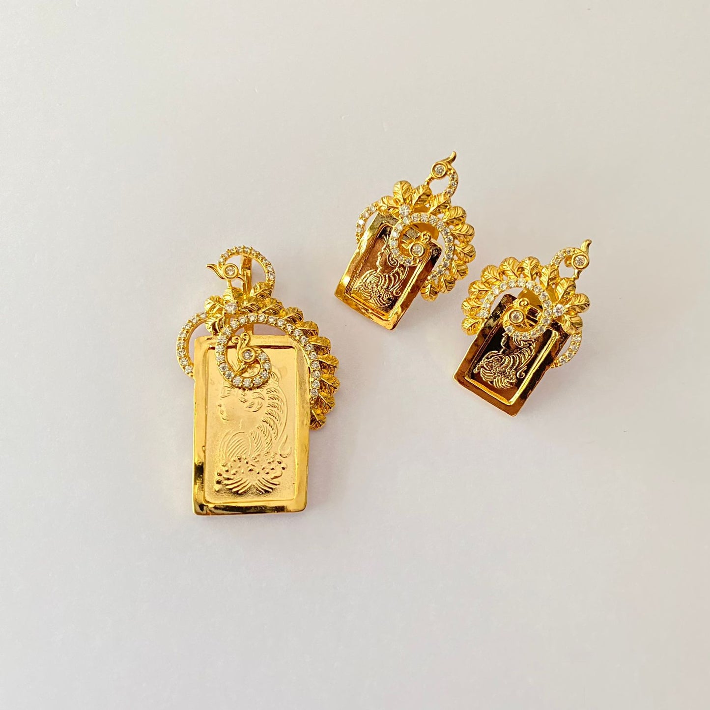 Diamond Gold Plated Gini Pendant Set