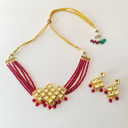 Kundan Ruby Choker Necklace Set