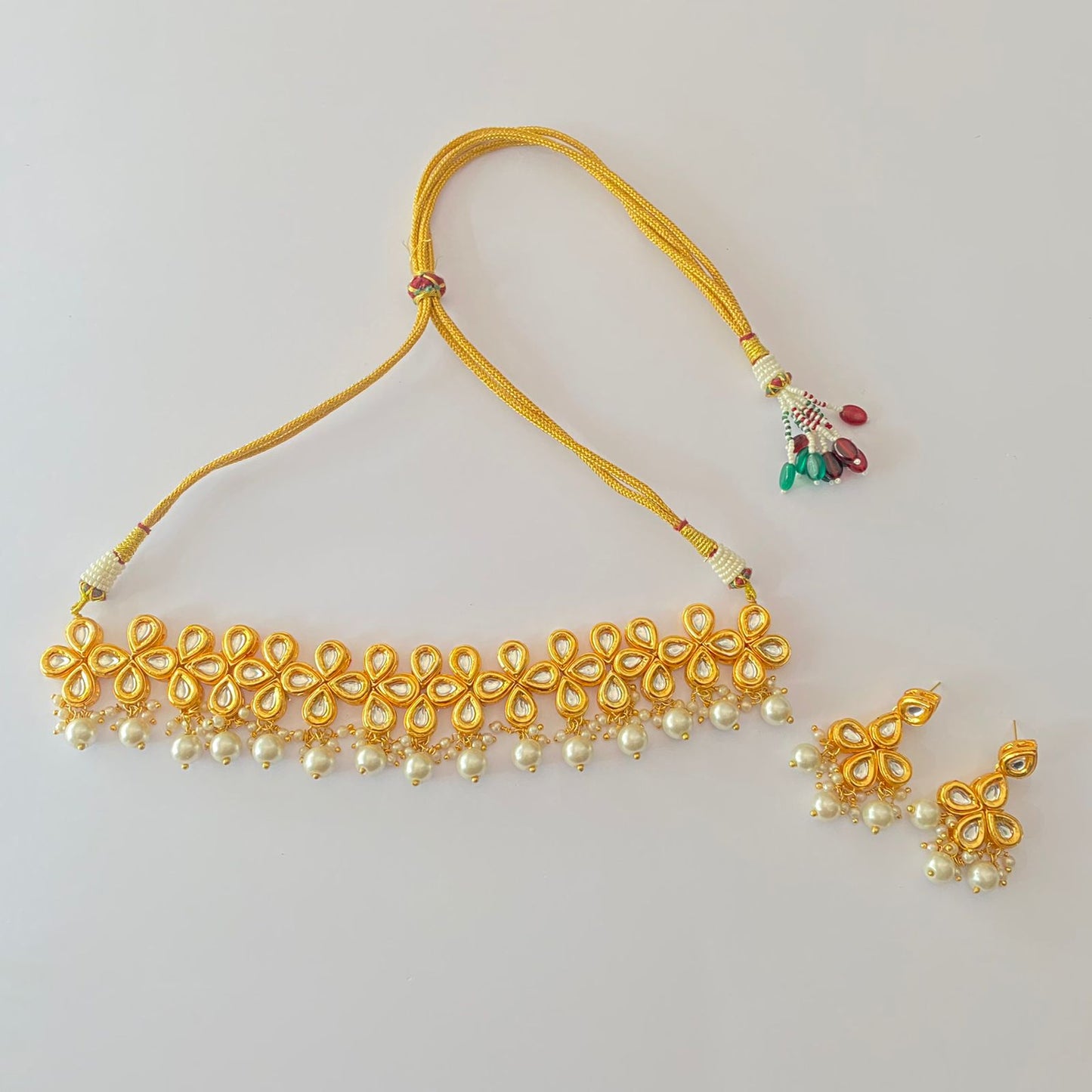 Kundan Gold Plated Pearl Necklace Set
