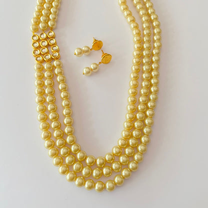 Off White Pearl With Kundan Long Necklace Set