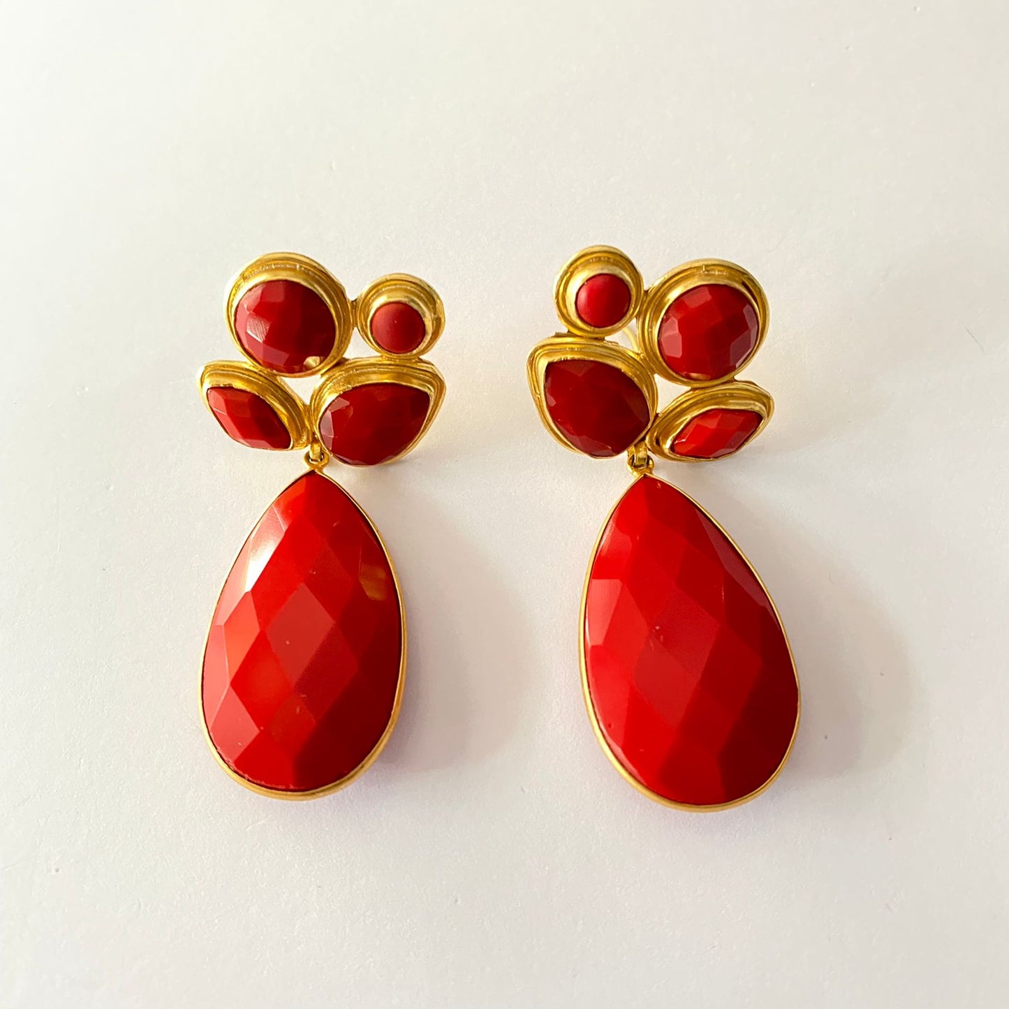 Gold Plated Ruby Western Earrings