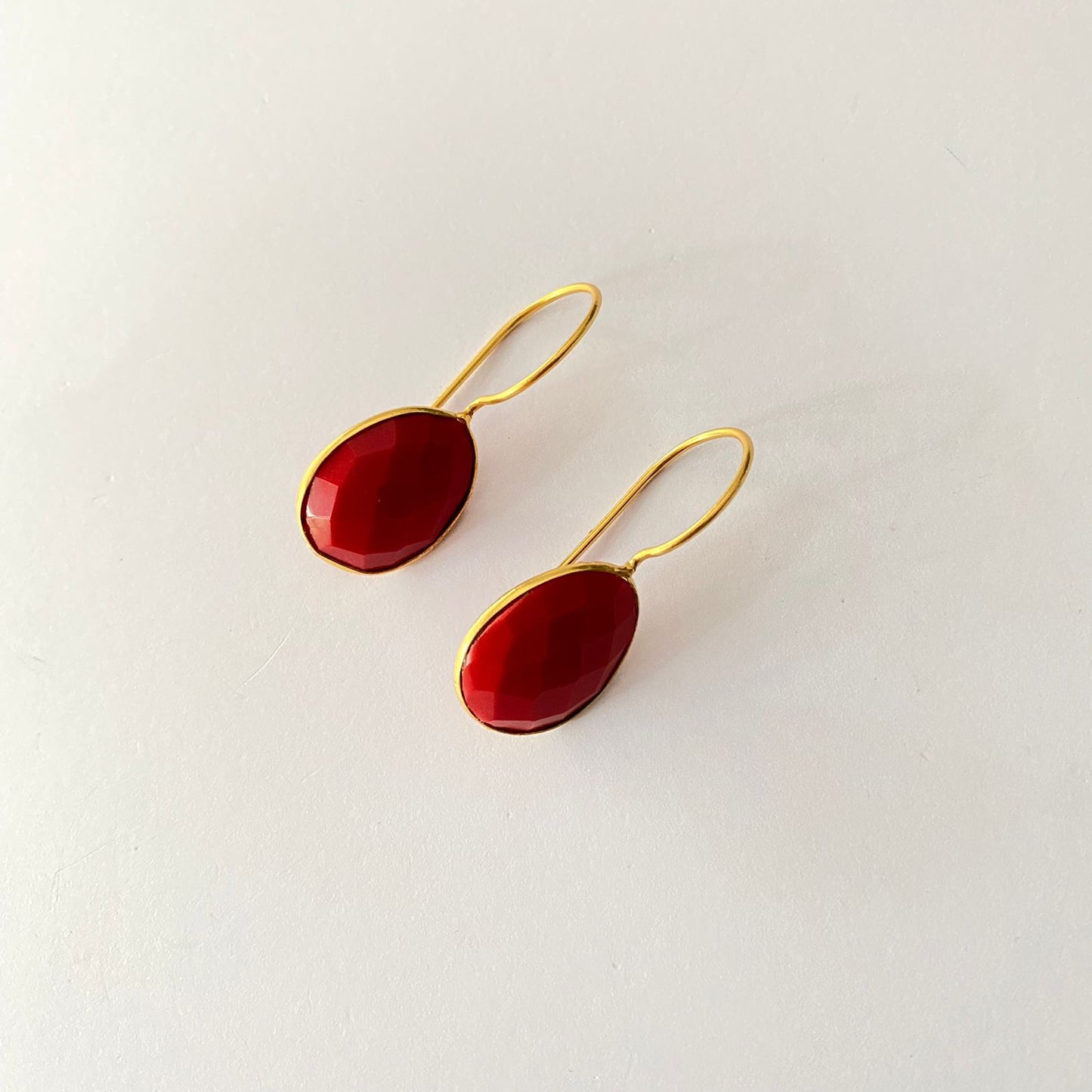 Gold Plated Ruby Stone Hanging Earring.