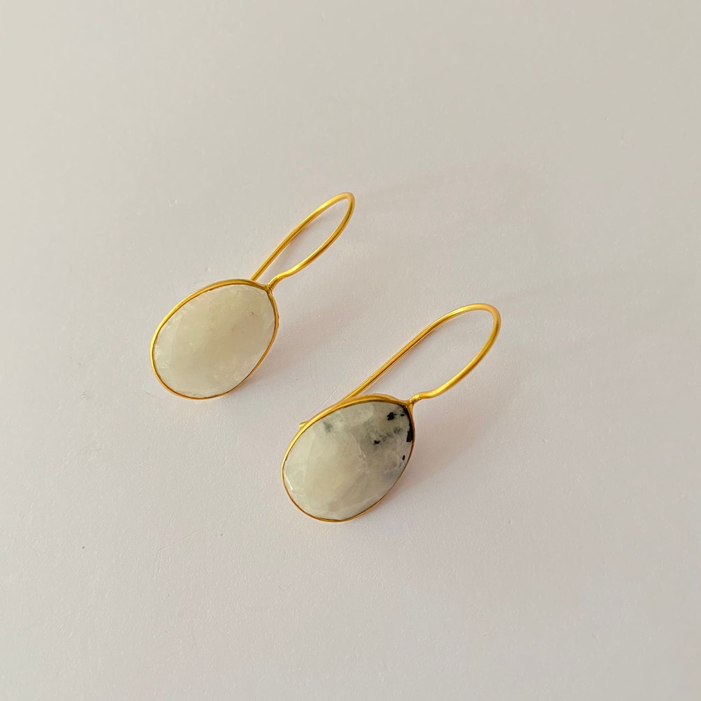 Gold Plated White Stone Hanging Earring