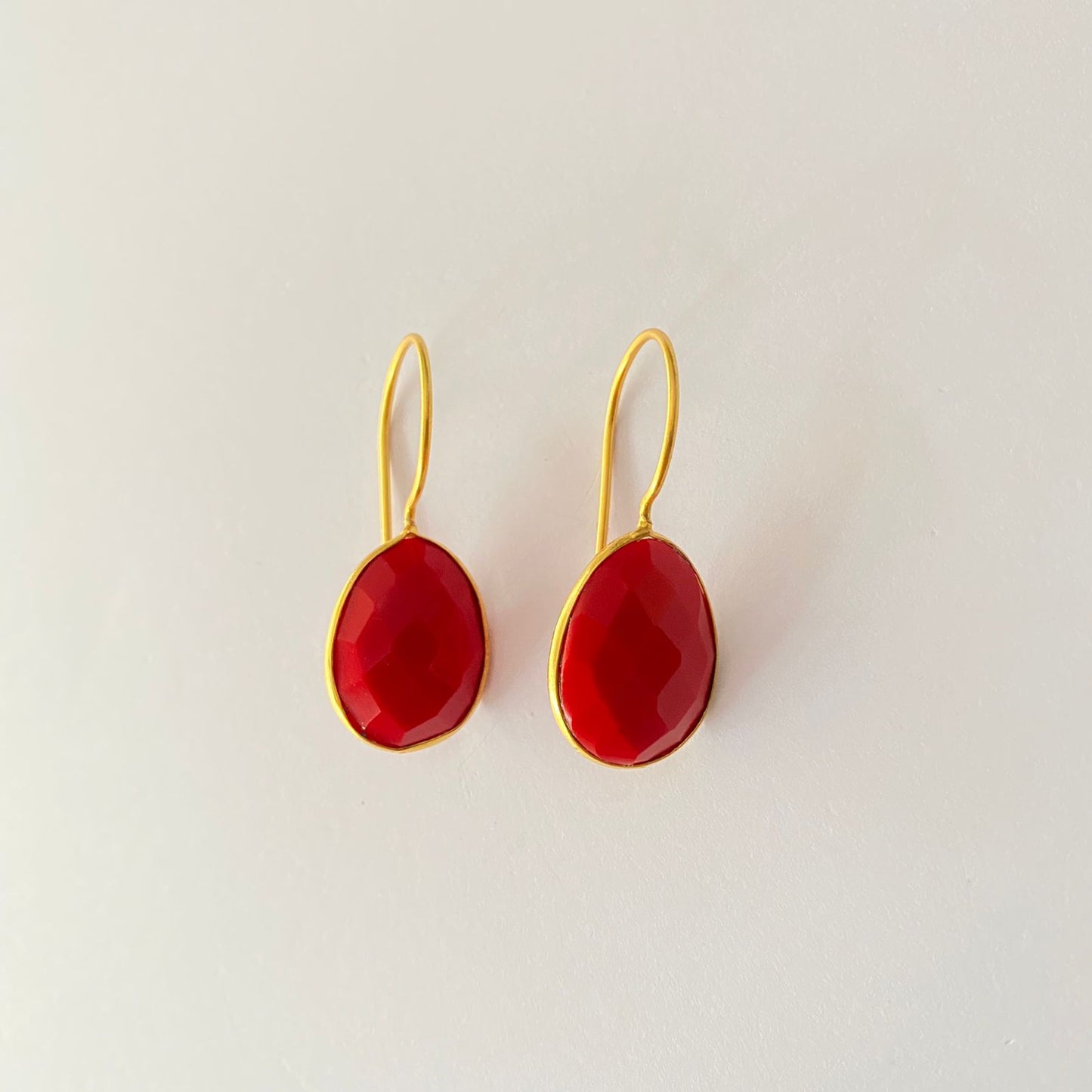 Gold Plated Ruby Stone Hanging Earring.