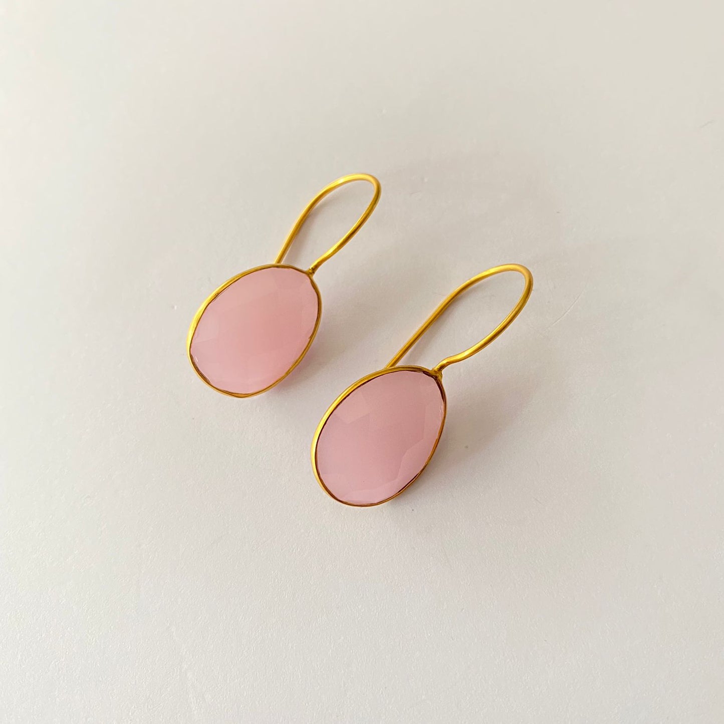 Pink Stone Gold Plated Hanging Earring