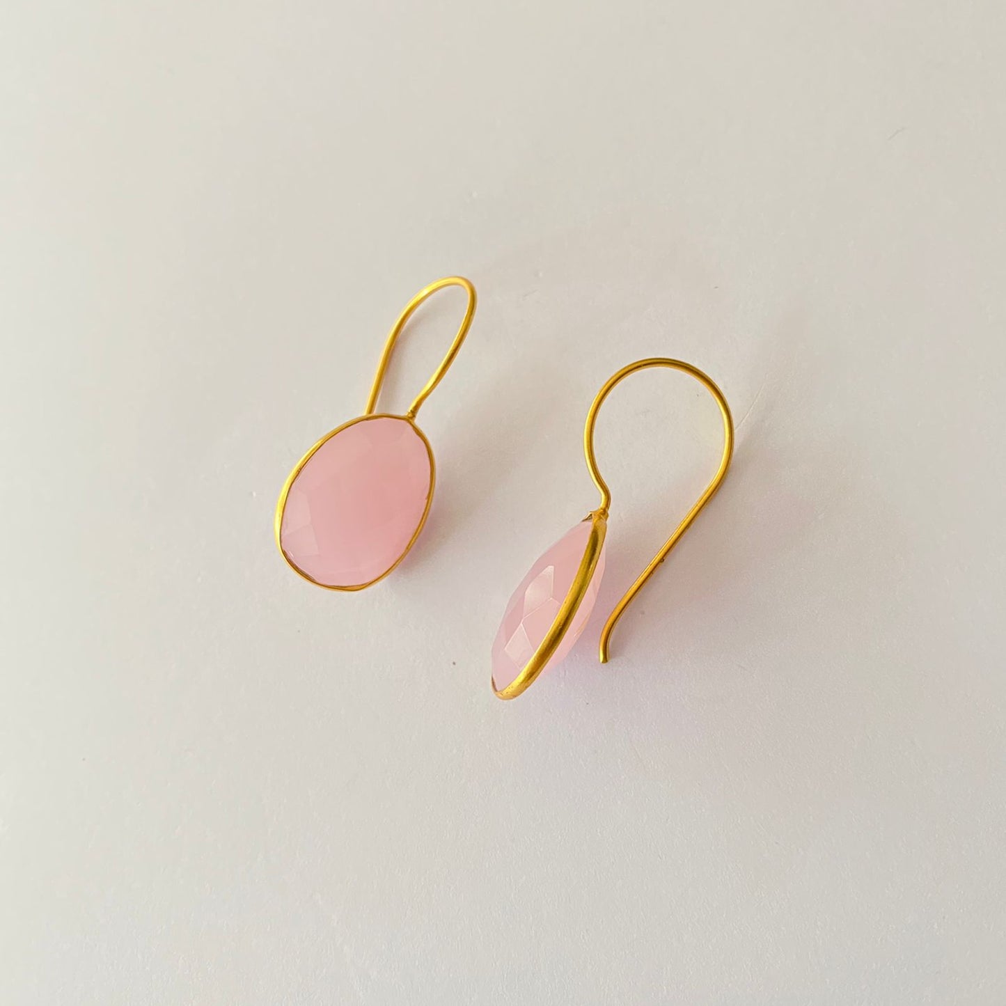 Pink Stone Gold Plated Hanging Earring