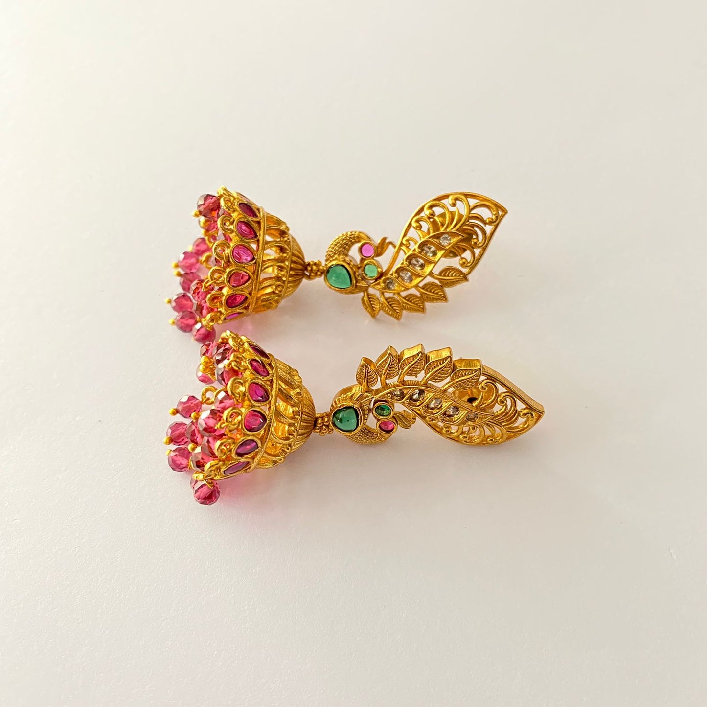 Gold Plated Ruby Jhumka Earring