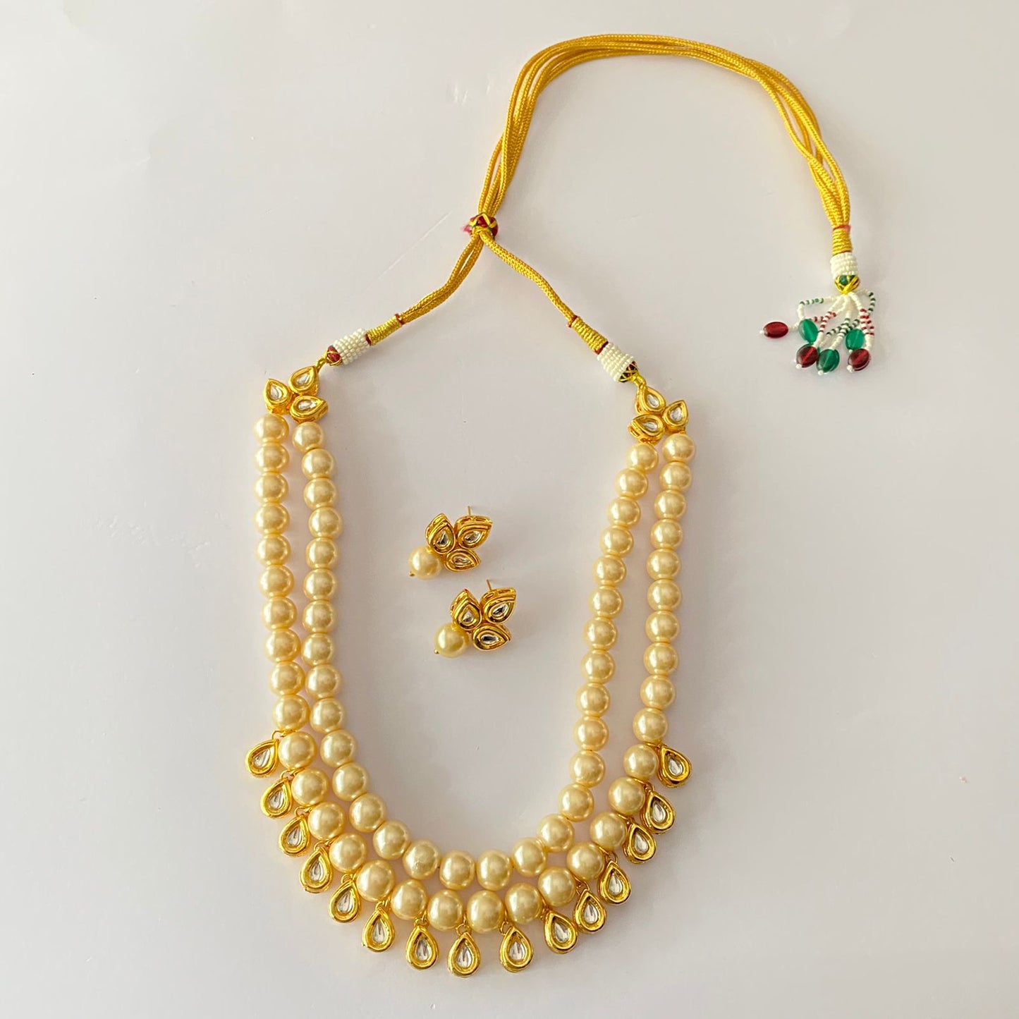 Pearl Kundan Drop Necklace