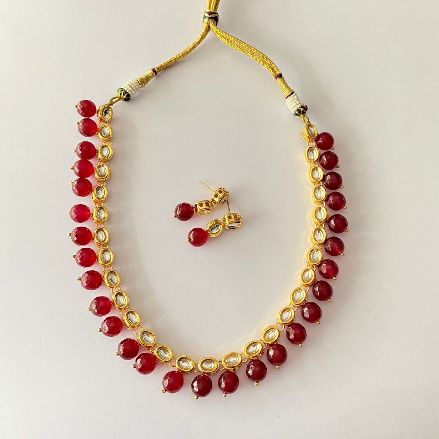 Kundan Ruby Pearl Necklace Set