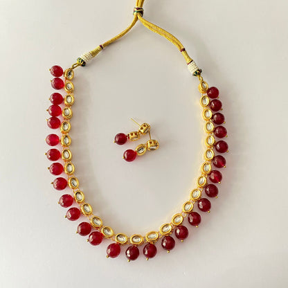 Kundan Ruby Pearl Necklace Set