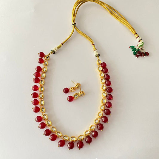 Kundan Ruby Pearl Necklace Set