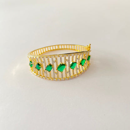 Emerald Diamond Gold Plated Bracelet