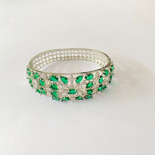 Silver Plated Emerald Diamond Bracelet