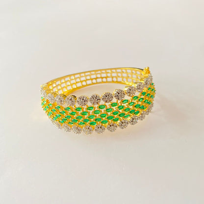 Gold Plated Mint Green Diamond Bracelet