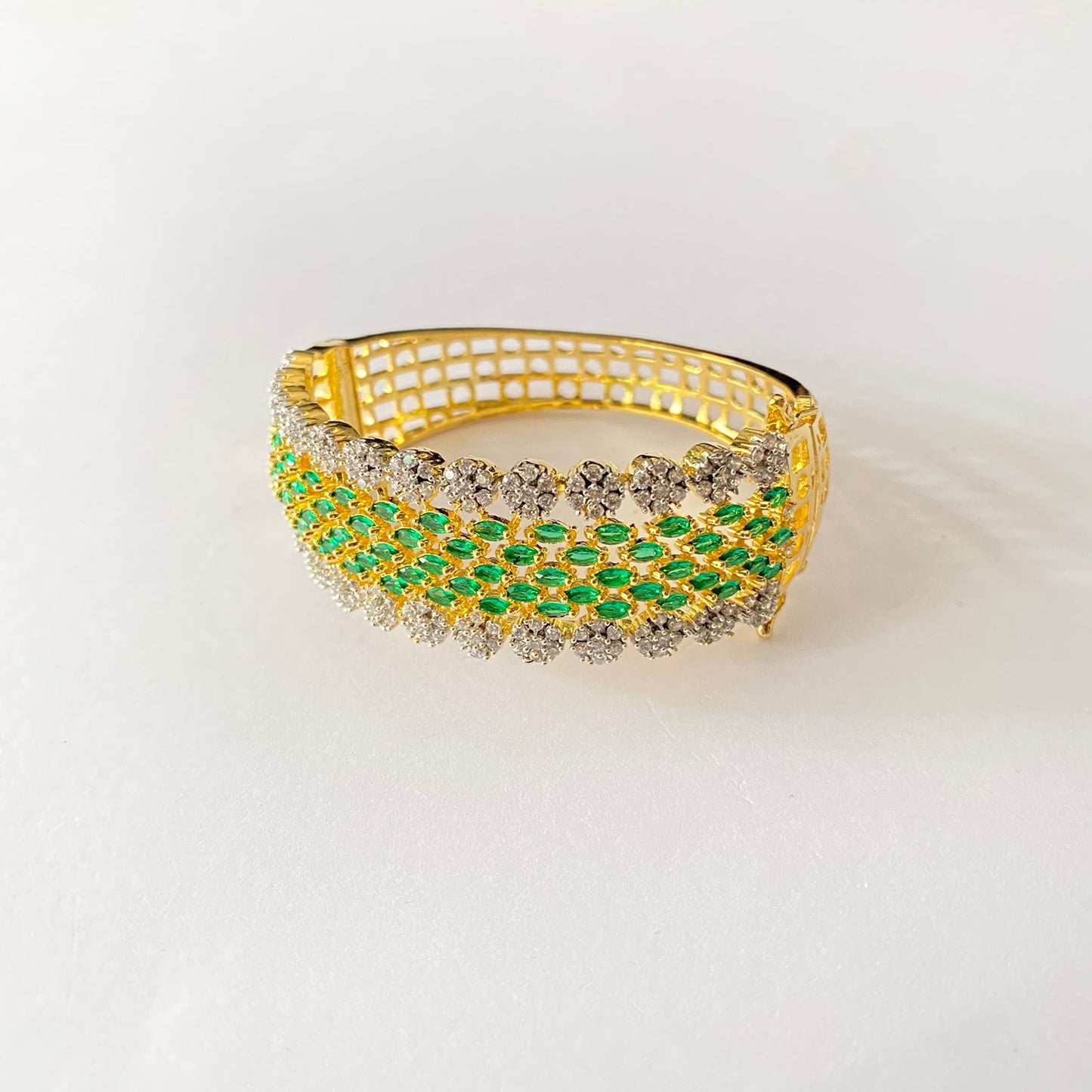 Gold Plated Mint Green Diamond Bracelet
