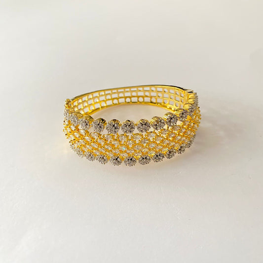 Diamond Gold Plated Floral Design Bracelet