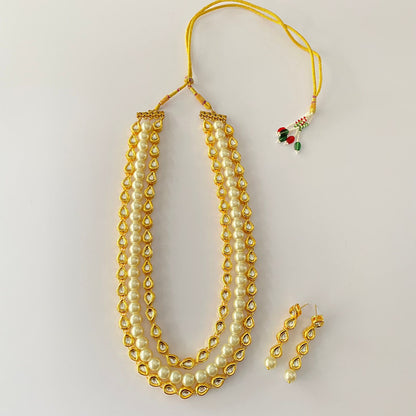 Gold Plated Kundan Pearl Necklace