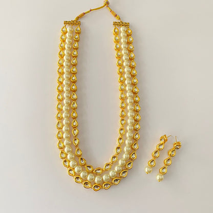 Gold Plated Kundan Pearl Necklace