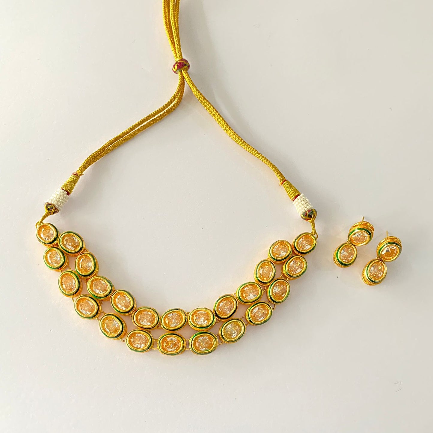 Gold Plated Emerald Kundan Necklace