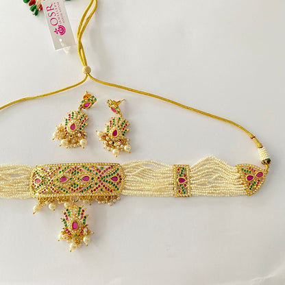 Jadau Multi Color Choker Necklace Set