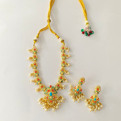 Gold Plated Multi Color Jadau Necklace