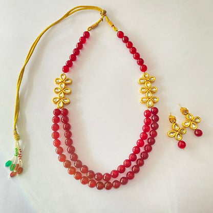 Ruby Kundan Double String Necklace Set