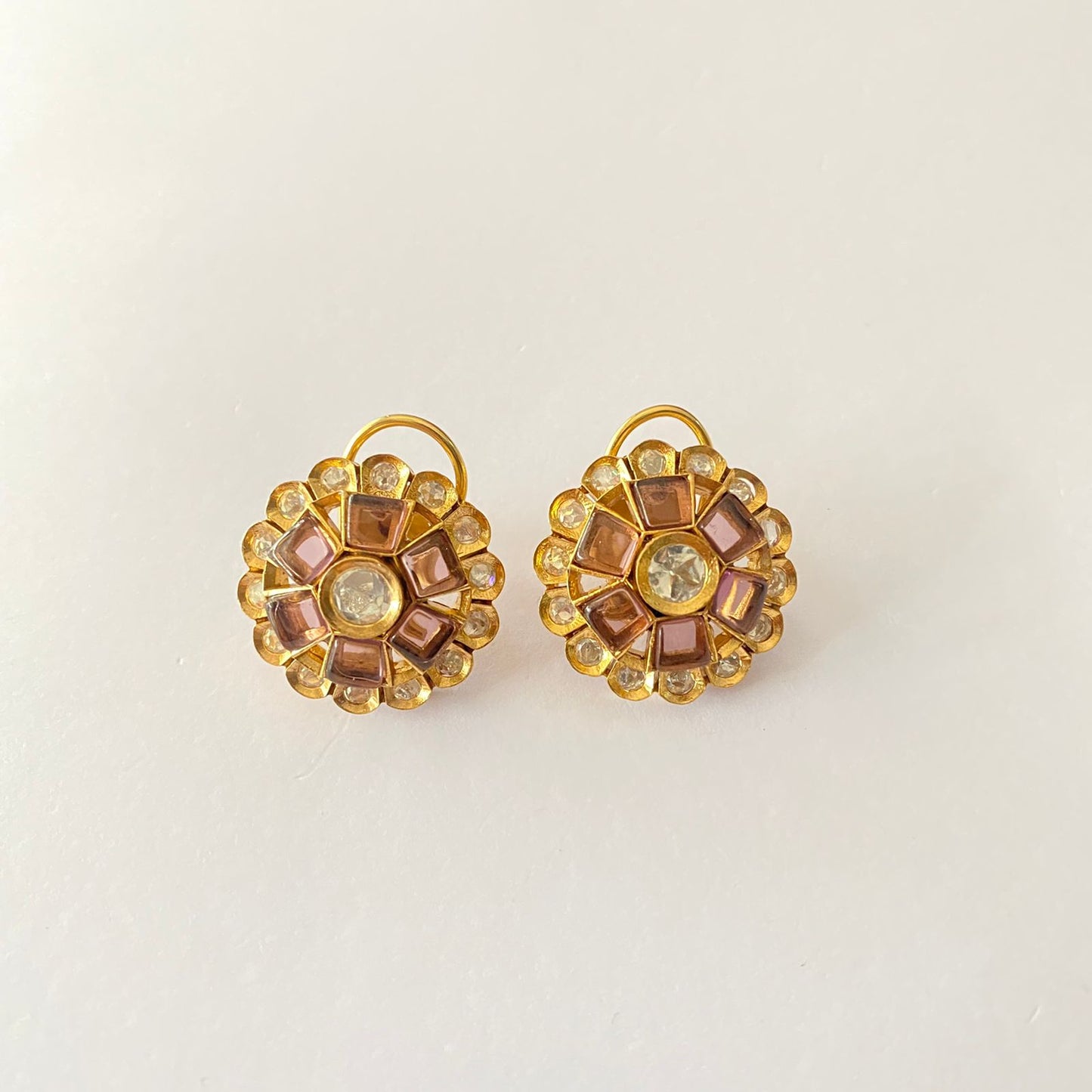 Gold Plated Win Diamond Earring With Back Clip