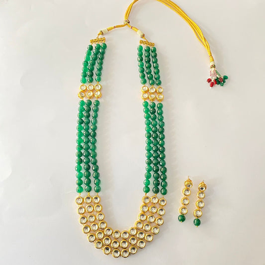 Emerald Pearl Kundan Long Necklace