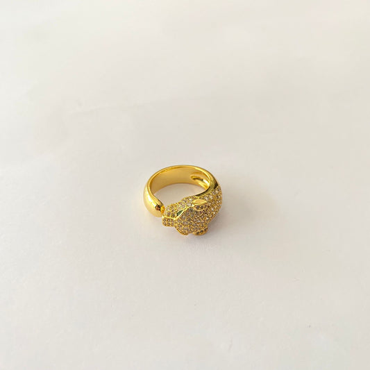 Gold Plated Diamond Tiger Shape Ring