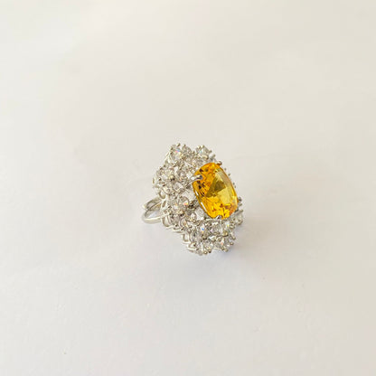 Silver Plated Yellow Diamond Ring