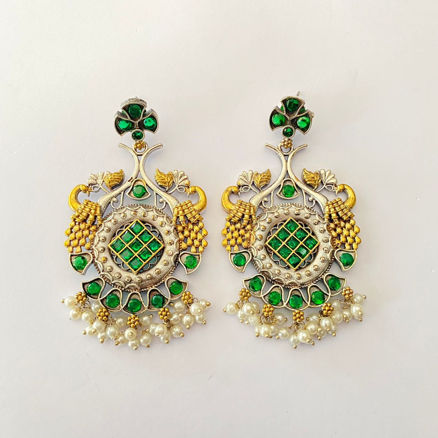 Emerald German Silver Earring