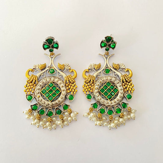 Emerald German Silver Earring