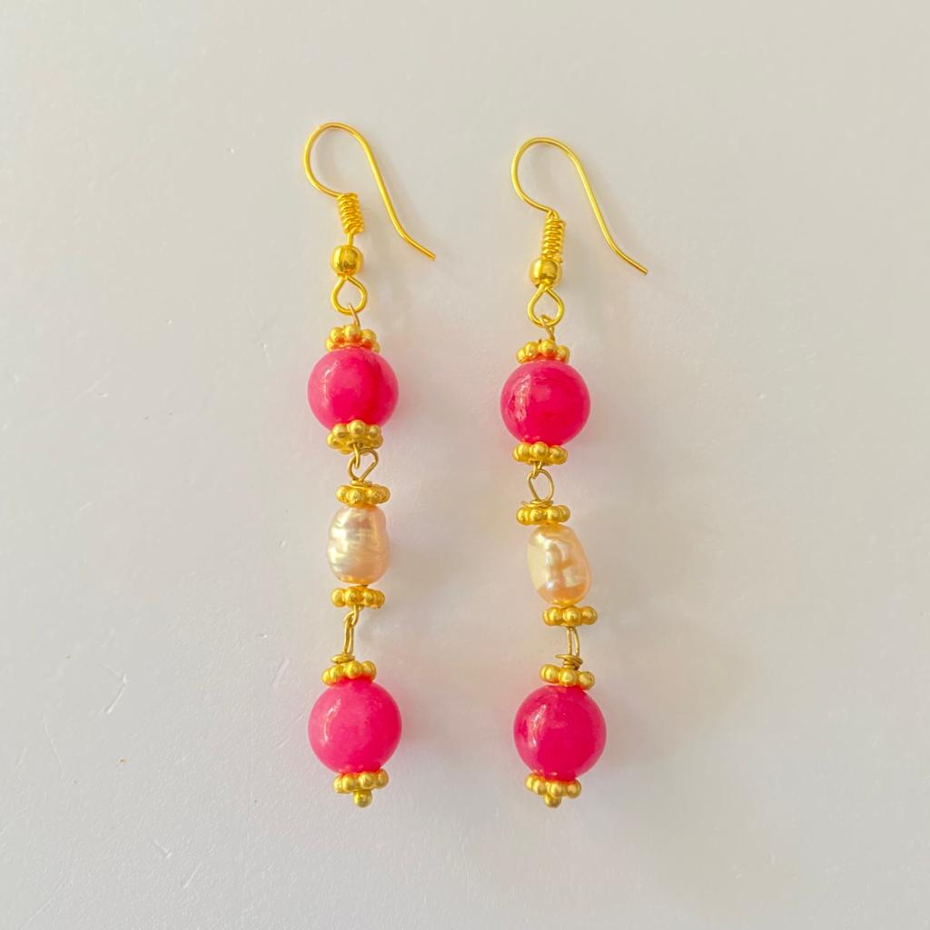 Pink With Baruk Long Earring