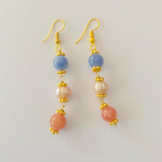 Blue With Rose Quartz Earring