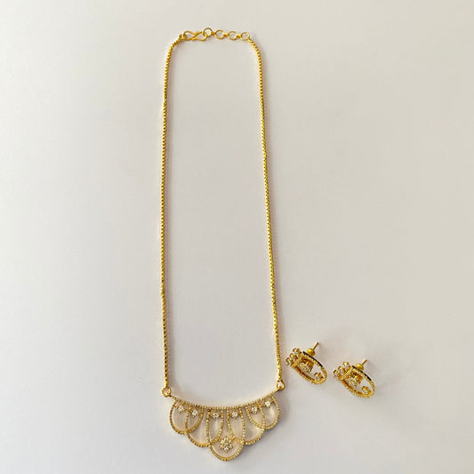 Gold Plated Diamond Pendant Set With Chain