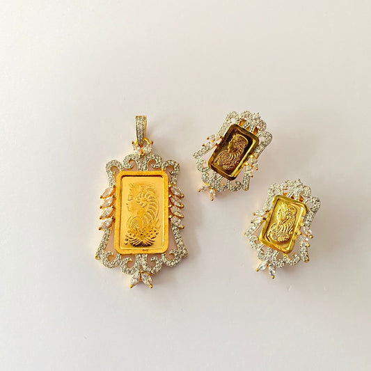 Gold Plated Gini Diamond Pendant Set