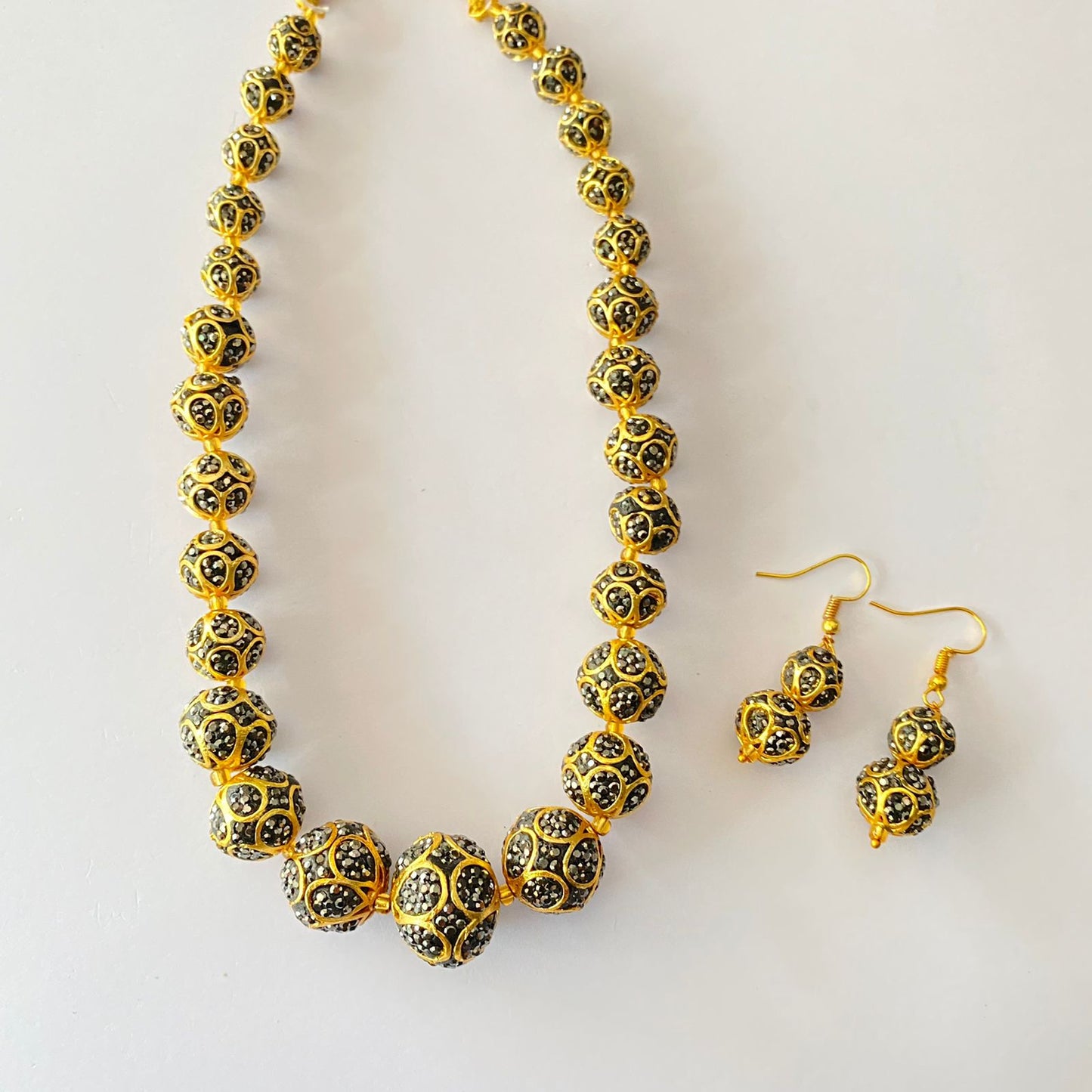 Gold Plated Black Diamond Matar Mala