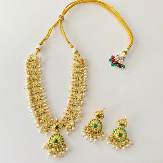 Emerald Jadau Gold Plated Necklace Set