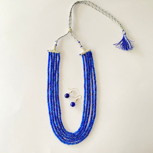 Multi Layer Blue Necklace Set For Women