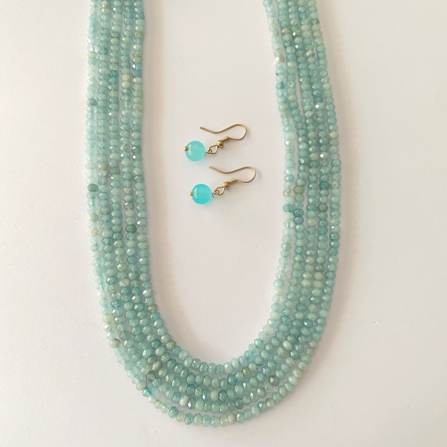 Aquamarine Multi Layer Necklace Set