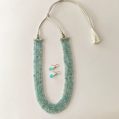 Aquamarine Multi Layer Necklace Set