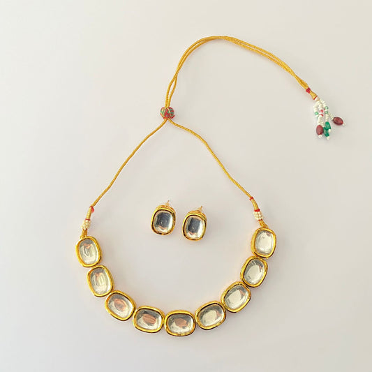 Gold Plated Polki Necklace Set
