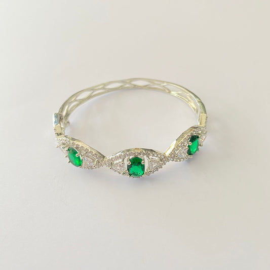 Silver Plated Emerald Diamond Bracelet
