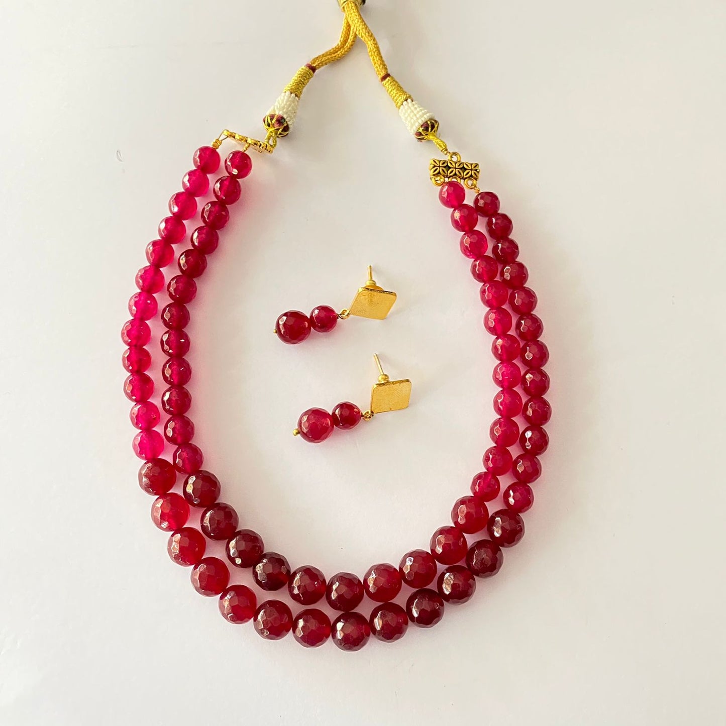 Ruby Pearl Necklace Set