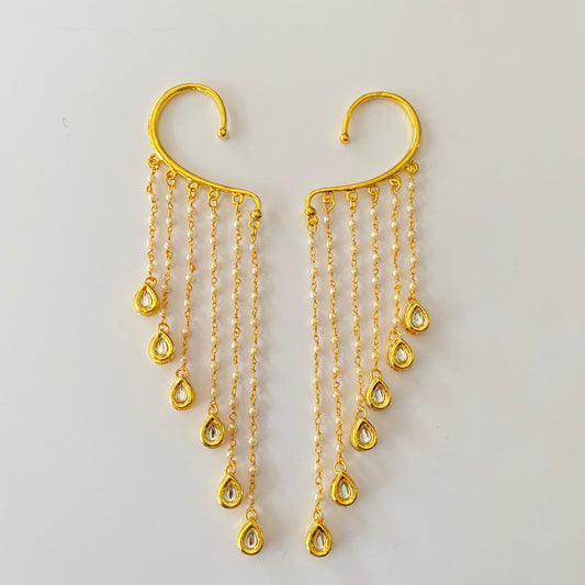 Gold Plated Kundan Ear Cuffs Earring