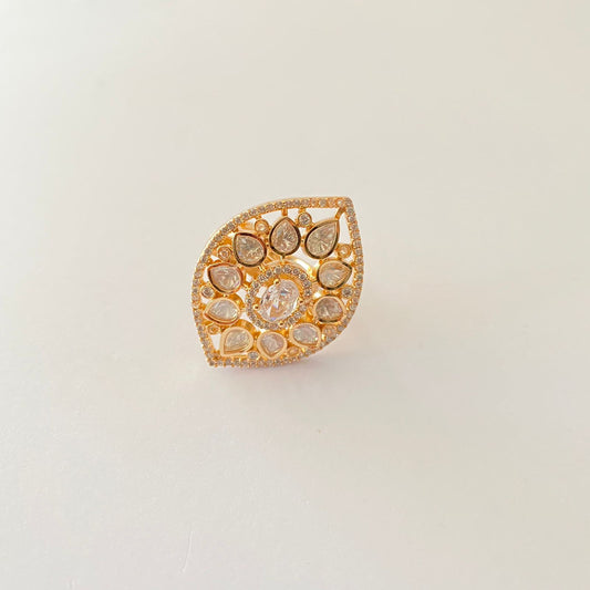Diamond Gold Plated Polki Ring