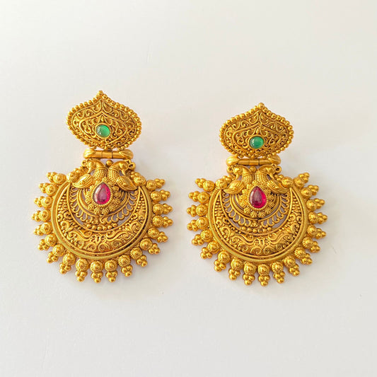 Gold Plated Ruby $ Emerald Diamond Earring