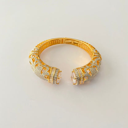 Gold Plated Diamond Open Bangle  Bracelet