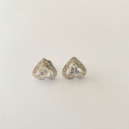 Pure Silver 92.5 Heart Shape Diamond Stud