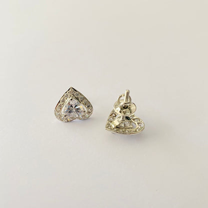 Pure Silver 92.5 Heart Shape Diamond Stud